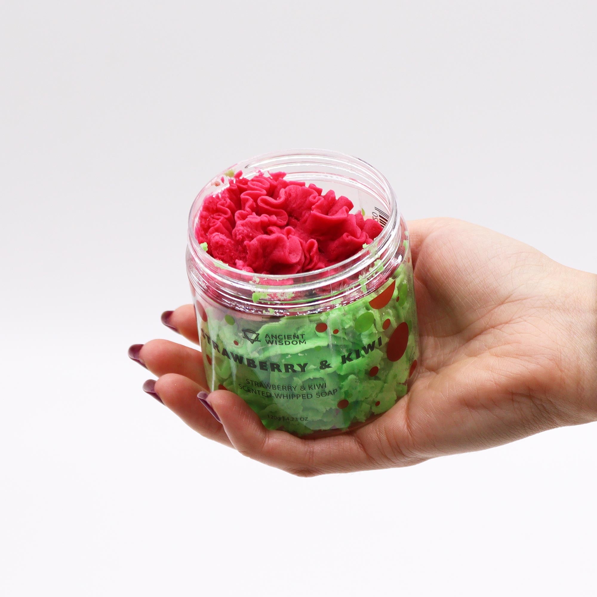 Slagroomzeep: Aarbei en kiwi